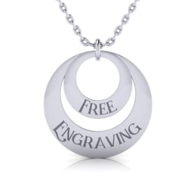 Sterling Silver Duet Circle Necklace With Free Custom Engraving, 18 Inches