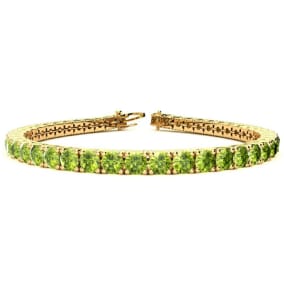 9 3/4 Carat Peridot Tennis Bracelet In 14 Karat Yellow Gold Available In 6-9 Inch Lengths