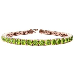 9 3/4 Carat Peridot Tennis Bracelet In 14 Karat Rose Gold Available In 6-9 Inch Lengths