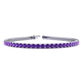 4 1/4 Carat Amethyst Tennis Bracelet In 14 Karat White Gold, 7 1/2 Inches