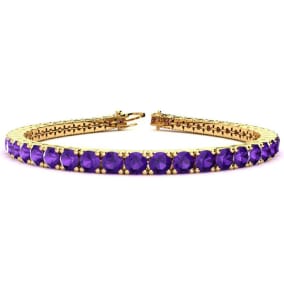 8 1/2 Carat Amethyst Tennis Bracelet In 14 Karat Yellow Gold, 6 1/2 Inches