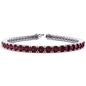 Garnet Bracelet: Garnet Jewelry: 4 1/4 Carat Garnet Tennis Bracelet In 14 Karat White Gold, 6 1/2 Inches