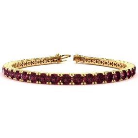 Garnet Bracelet: Garnet Jewelry: 5 1/2 Carat Garnet Tennis Bracelet In 14 Karat Yellow Gold, 8 1/2 Inches