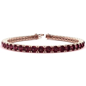 Garnet Bracelet: Garnet Jewelry: 4 1/2 Carat Garnet Tennis Bracelet In 14 Karat Rose Gold, 7 Inches
