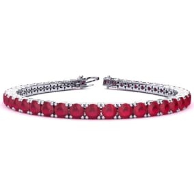 13 1/4 Carat Ruby Tennis Bracelet In 14 Karat White Gold Available In 6-9 Inch Lengths