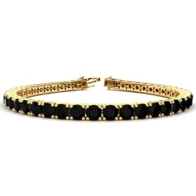 9 3/4 Carat Black Diamond Tennis Bracelet In 14 Karat Yellow Gold Available In 6-9 Inch Lengths