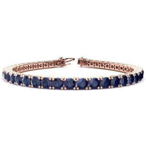13 3/4 Carat Sapphire Tennis Bracelet In 14 Karat Rose Gold Available In 6-9 Inch Lengths