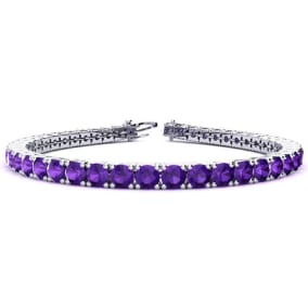 9 3/4 Carat Amethyst Tennis Bracelet In 14 Karat White Gold Available In 6-9 Inch Lengths