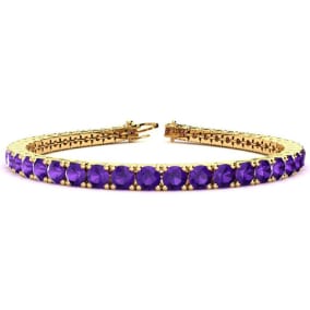 9 3/4 Carat Amethyst Tennis Bracelet In 14 Karat Yellow Gold Available In 6-9 Inch Lengths