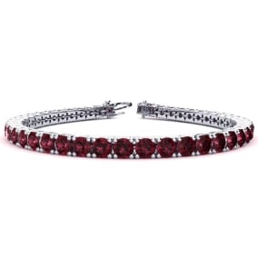 10 3/4 Carat Garnet Tennis Bracelet In 14 Karat White Gold Available In 6-9 Inch Lengths