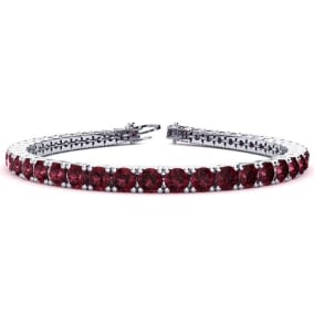 Garnet Bracelet: Garnet Jewelry: 10 3/4 Carat Garnet Tennis Bracelet In 14 Karat White Gold Available In 6-9 Inch Lengths