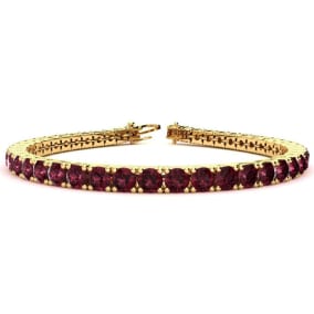 Garnet Bracelet: Garnet Jewelry: 10 3/4 Carat Garnet Tennis Bracelet In 14 Karat Yellow Gold Available In 6-9 Inch Lengths