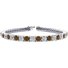 9 3/4 Carat Chocolate Bar Brown Champagne and White Diamond Tennis Bracelet In 14 Karat White Gold Available In 6-9 Inch Lengths