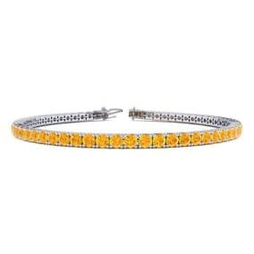 4 1/4 Carat Citrine Tennis Bracelet In 14 Karat White Gold Available In 6-9 Inch Lengths