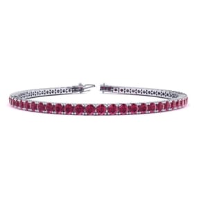 Ruby Bracelet; Ruby Tennis Bracelet; 5 1/2 Carat Ruby Tennis Bracelet In 14 Karat White Gold