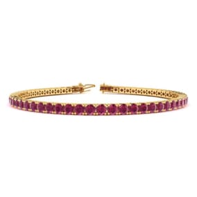 Ruby Bracelet; Ruby Tennis Bracelet; 5 1/2 Carat Ruby Tennis Bracelet In 14 Karat Yellow Gold