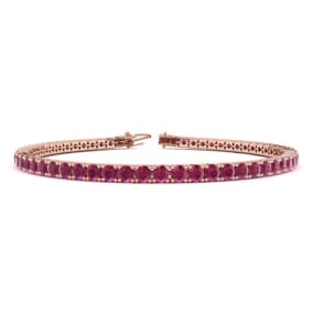 5 1/2 Carat Ruby Tennis Bracelet In 14 Karat Rose Gold Available In 6-9 Inch Lengths