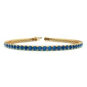 4 1/4 Carat Blue Diamond Tennis Bracelet In 14 Karat Yellow Gold Available In 6-9 Inch Lengths