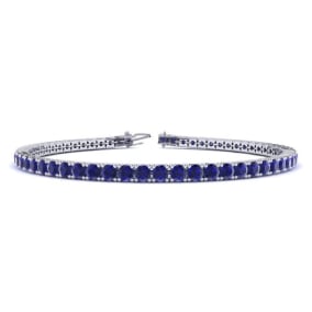 5 1/2 Carat Sapphire Tennis Bracelet In 14K White Gold Available In 6-9 Inch Lengths

