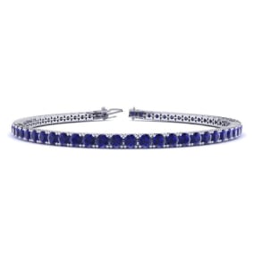 5 1/2 Carat Sapphire Tennis Bracelet In 14K White Gold Available In 6-9 Inch Lengths

