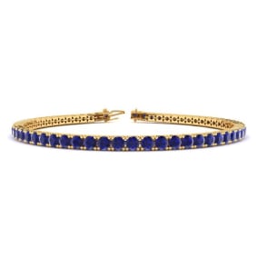 5 1/2 Carat Sapphire Tennis Bracelet In 14 Karat Yellow Gold Available In 6-9 Inch Lengths