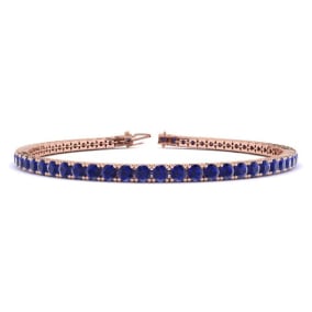 5 1/2 Carat Sapphire Tennis Bracelet In 14 Karat Rose Gold Available In 6-9 Inch Lengths