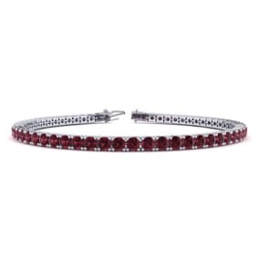 5 Carat Garnet Tennis Bracelet In 14 Karat White Gold Available In 6-9 Inch Lengths