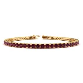 5 Carat Garnet Tennis Bracelet In 14 Karat Yellow Gold Available In 6-9 Inch Lengths