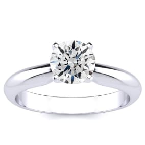 1 Carat Natural Diamond Round Engagement Rings In 14K White Gold