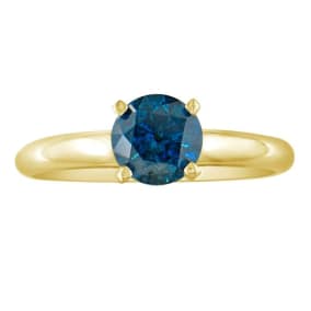 1/4 Carat Blue Diamond Ring in 14K Yellow Gold