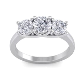 Incredible 2.15 Carat Natural Three Colorless Diamond Ring in 14K White Gold.  Spectacular Deal!