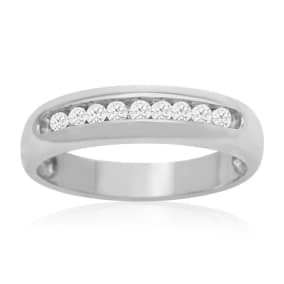 1/4ct Round Diamond Heavy Mens Wedding Band in 14k White Gold