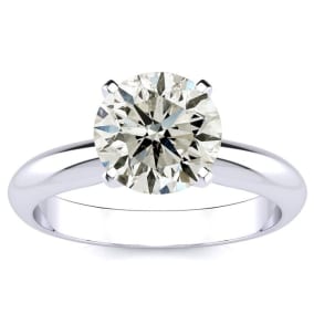 2 Carat Natural Diamond Round Engagement Rings In 14K White Gold