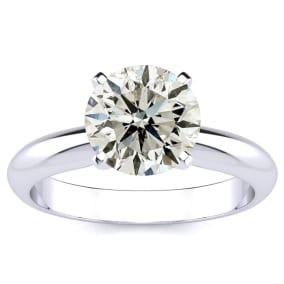 Round Engagement Rings, 2 Carat Round Diamond Solitaire Ring Crafted In 14K White Gold