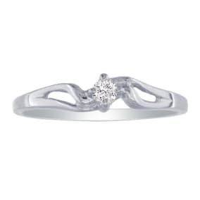 Pretty Bypass Open Shank 10k White Gold Diamond Promise Ring