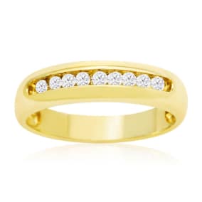 1/4ct Round Diamond Heavy Mens Wedding Band in 14k Yellow Gold
