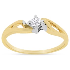 Pretty Bypass Open Shank 10k Yellow Gold Diamond Promise Ring