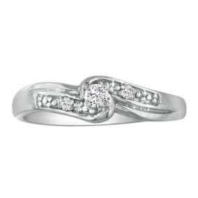 1/10ct Diamond Promise Ring with Thick Band in 10k White Gold