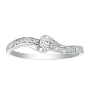 Solid and Fancy 11 Diamond Promise Ring, 10k White Gold