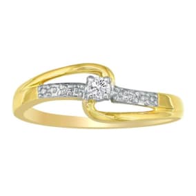 Beautiful Open Shank Diamond Promise Ring, 10k Yellow Gold