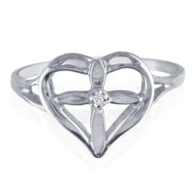 10k White Gold Filigree Diamond Cross Ring
