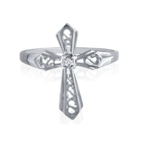 Diamond Cross Ring in White Gold