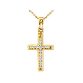 1/8ct Diamond Cross Pendant in 10k Yellow Gold