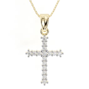 The Classic 1/4ct Natural Diamond Cross Pendant in 10k Yellow Gold