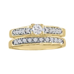 1/4ct Ladies Traditional Diamond Bridal Set, 10K Yellow Gold