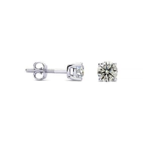 1/3 Carat Natural Diamond Stud Earrings In 14 Karat White Gold