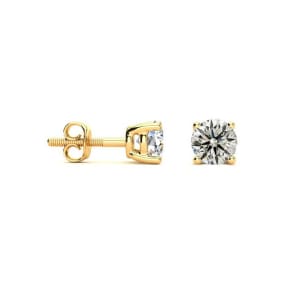 3/4 Carat Natural Diamond Stud Earrings In 14 Karat Yellow Gold