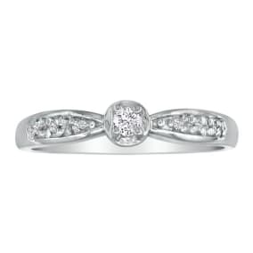 Mini Diamond Engagement Ring in 10k White Gold