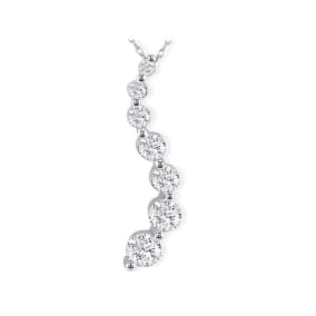 1ct 7 Natural Diamond Journey Natural Diamond Pendant 14k White Gold