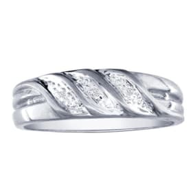 Men's Flowing Diamond Band in 10k White Gold